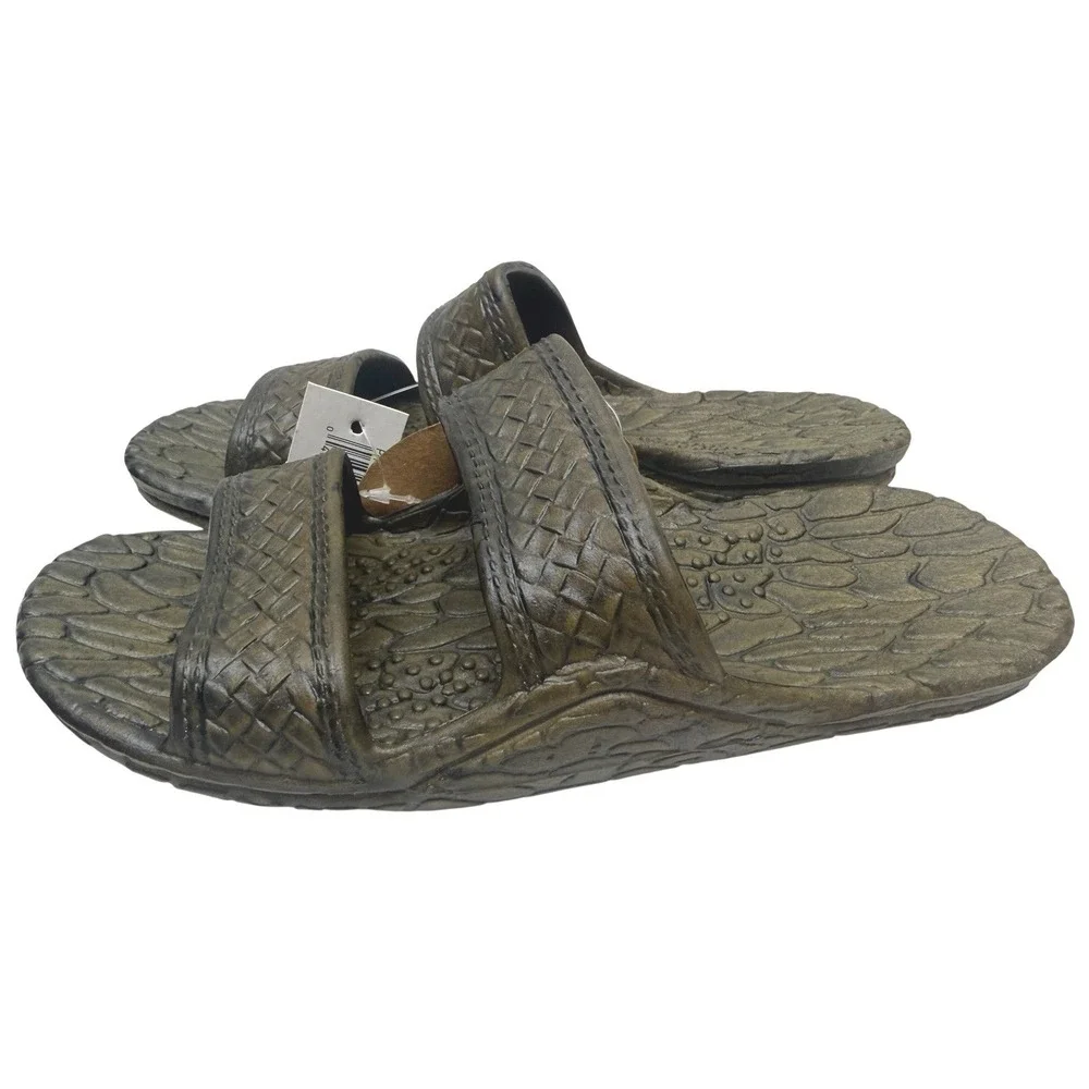 Pali‎ Hawaii Sandals Slides Rubber Textured Brown Size: Youth 3 - 3.5 / Women 5